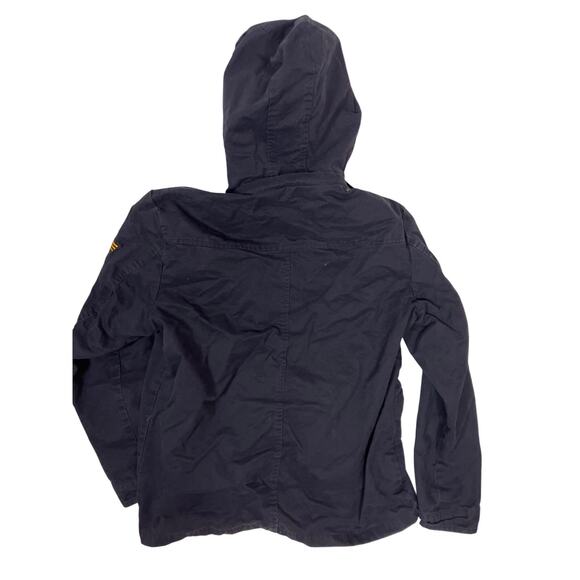 Black Military Bomber Jacket Men’s M/Womens L Hooded Army Pilot Casual Coat - Picture 5 of 6